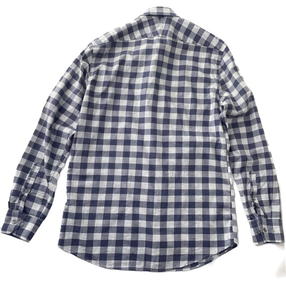 Penguin Button Down Shirt Plaid Blue White Slim Fit 15 32/33 Cotton small - Picture 2 of 11